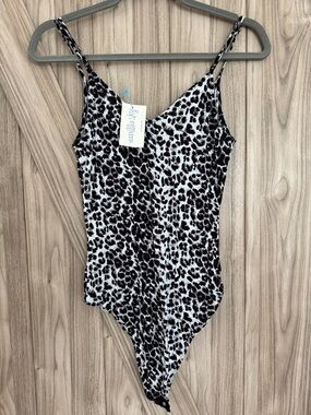 Leopard Print Bodysuit - Black & blue